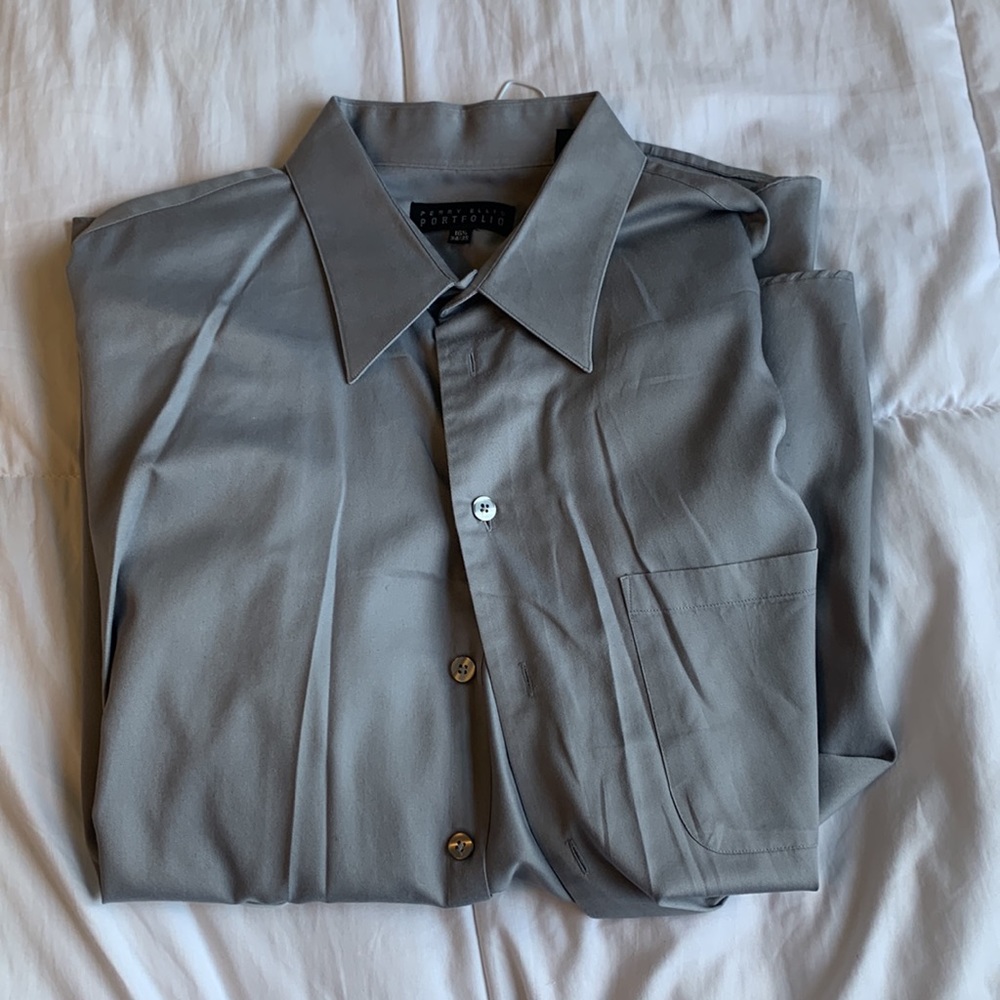 Men’s Grey Dress Shirt Perry Ellis Portfolio